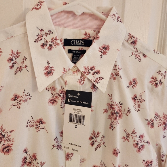 Chaps Women Dress Blouse White Pink Flowers S/P/CH - Picture 4 of 8